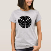 Oosters Zwart Kiku Chrysanthemum Mon Vector Kunst T-shirt (Voorkant)