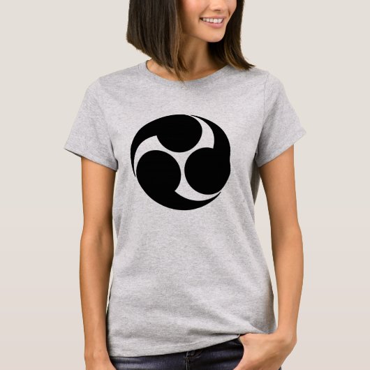 Oosters Zwart Kobayakawa Japan Mon Tomoe Art T-shirt (Voorkant)