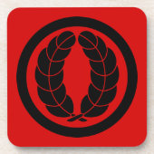 Oosters Zwart Nakagawa Japan Kamon Mon Art Bier Onderzetter (Voorkant)