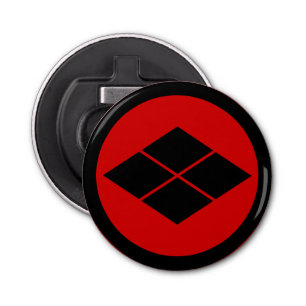 Oosters Zwart Rood Takeda Japan Mon Art Button Flesopener