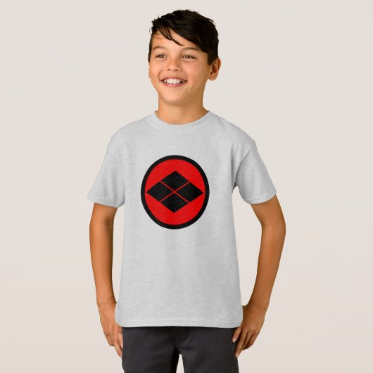 Oosters Zwart Rood Takeda Japan Mon Vector Kunst T-shirt (Voorkant volledig)