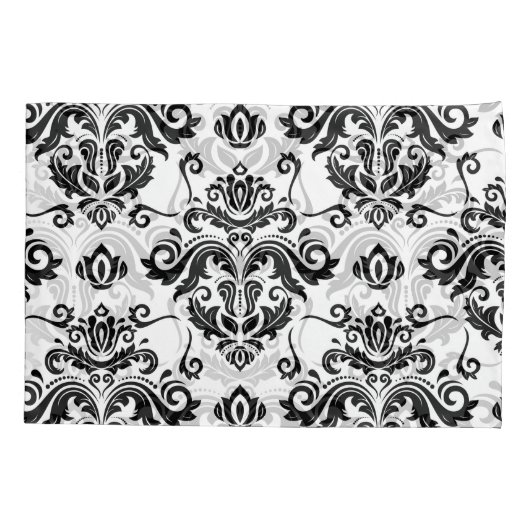 Oosters zwart & wit: klassieke textuur kussensloop (Achterkant)