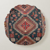 oosterse Antiek Perzische Karbistaanse tapijt Rond Kussen (Voorkant)