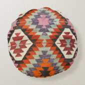 oosterse Antiek Perzische Kilim Carpet Rond Kussen (Achterkant)