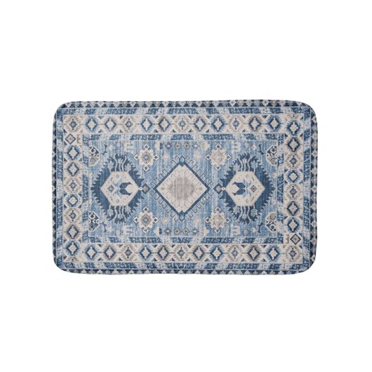 Oosterse Antieke Blauwe Kilim Vloerkleed Badmat (Voorkant)