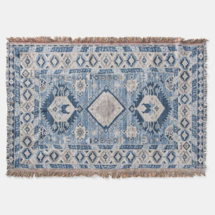 Oosterse Antieke Blauwe Kilim Vloerkleed Deken