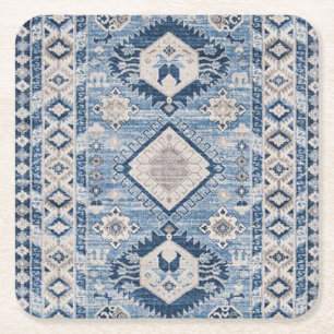 Oosterse Antieke Blauwe Kilim Vloerkleed Kartonnen Onderzetters