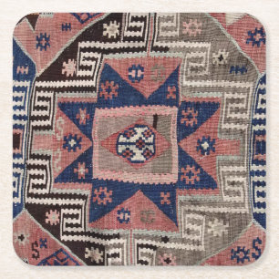Oosterse Antieke Rode Kilim Vloerkleed Kartonnen Onderzetters
