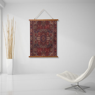 Oosterse antieke scharlakenrode Perzische Tabriz-v Hangend Wandkleed