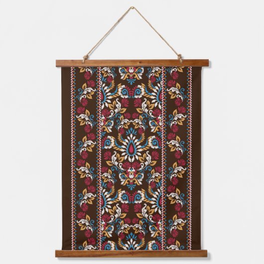 Oosterse  Arabesque Ikat Floral Pattern Hangend Wandkleed (Voorkant)