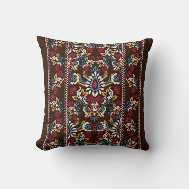 Oosterse  Arabesque Ikat Floral Pattern Kussen (Voorkant)