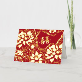 Oosterse Art Deco bloemen | Dubbel geluk Folie Wenskaart
