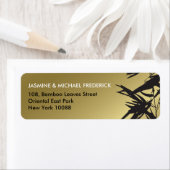 Oosterse bamboe bladeren zwart goud adreslabel etiket (Insitu)