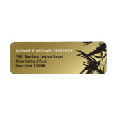 Oosterse bamboe bladeren zwart goud adreslabel etiket (Voorkant)