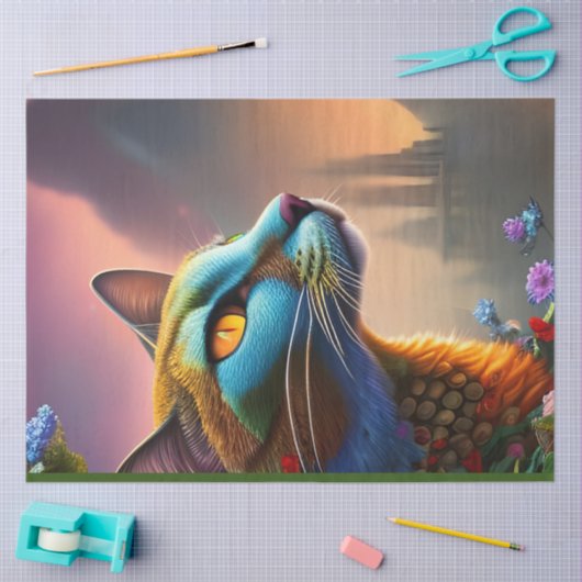 Oosterse blauwe kalicaanse wilde kat, Fantasy Tissuepapier (Craft)