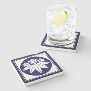 Oosterse Blauwe Kamakura Minamoto Japan Mon Art Stenen Onderzetter