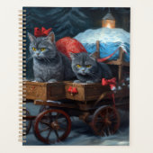 Oosterse Blauwe Kat Besneeuwde slee Kerst Decorati Planner (Voorkant)