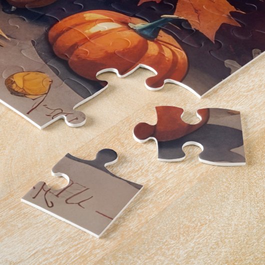 Oosterse Blauwe Kat In De Herfst Verlaat Thanksgiv Legpuzzel (Zijkant)