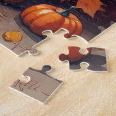 Oosterse Blauwe Kat In Herfstbladeren Dankzegging Legpuzzel (Zijkant)
