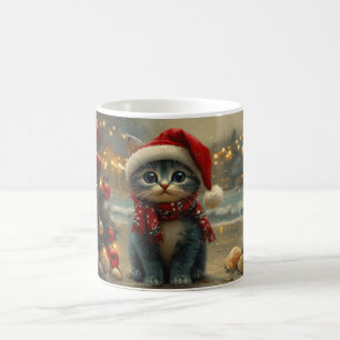 Oosterse Blauwe Kat Kerstmis Vintage Strand Koffiemok