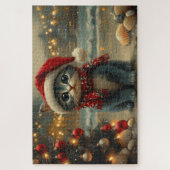 Oosterse Blauwe Kat Kerstmis Vintage Strand Legpuzzel (Verticaal)