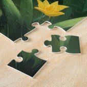 Oosterse Blauwe Kat Lentebloemen Schilderij Legpuzzel (Zijkant)