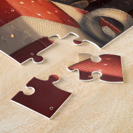 Oosterse blauwe kat met kerstcadeau open haard legpuzzel (Zijkant)