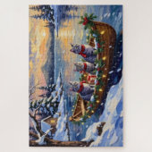 Oosterse Blauwe Katten Kerstboot Vakantie Legpuzzel (Verticaal)