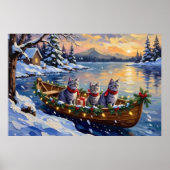 Oosterse Blauwe Katten Kerstboot Vakantie Poster (Voorkant)