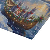 Oosterse Blauwe Katten Kerstboot Vakantie Snijplank (Hoek)