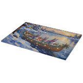 Oosterse Blauwe Katten Kerstboot Vakantie Snijplank (Hoek)