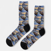 Oosterse Blauwe Katten Kerstboot Vakantie Sokken (Links)