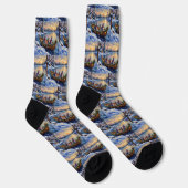 Oosterse Blauwe Katten Kerstboot Vakantie Sokken (Rechts)
