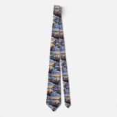 Oosterse Blauwe Katten Kerstboot Vakantie Stropdas (Voorkant)