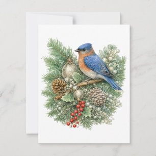 Oosterse Blauwe Lijster Winter Songbirds Collectie Notitiekaartje