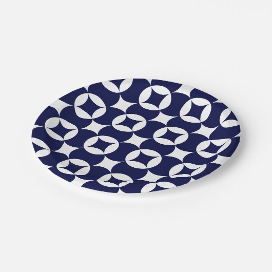 Oosterse blauwe overlappende cirkels Shippo geomet Papieren Bordje (Gekanteld)