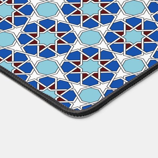 Oosterse Blauwe Witte Marokkaanse Geometrische Vec Bureaumat (Hoek)