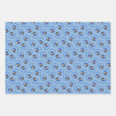 Oosterse Blauwvogel op Birdbath Originele Vogelkun Inpakpapier Vel (Voorkant)