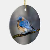 Oosterse Blauwvogel op Limb Kerstversiering Keramisch Ornament (Rechts)