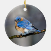 Oosterse Blauwvogel op Limb Kerstversiering Keramisch Ornament (Achterkant)