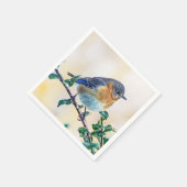 Oosterse Blauwvogel op met ijs bedekt ledemaatpapi Servet (Hoek)