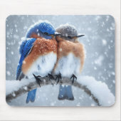 Oosterse blauwvogels in de sneeuw muismat (Voorkant)