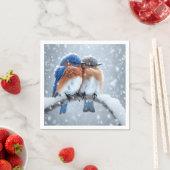 Oosterse blauwvogels in de sneeuw servet (Insitu)