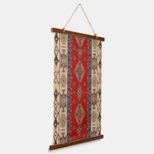 Oosterse Bleek Gouden Rood Turkse Kilim Tapijt Muu Hangend Wandkleed (Gebogen)