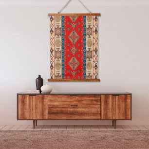 Oosterse Bleke Goud Rode Turkse Kilim Tapijt Muur Hangend Wandkleed