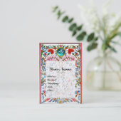 OOSTERSE BLOEMEN DAMASK MONOGRAM Blauw Wit Bloemen Visitekaartje (Staand voorkant)