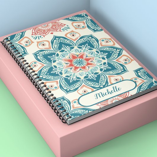 Oosterse bloemen en mandala klassieke aangepaste n notitieboek