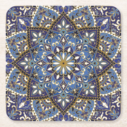 Oosterse Bloemen:  tapijt Kartonnen Onderzetters (Voorkant)