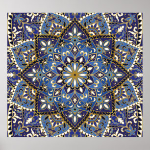 Oosterse Bloemen: tapijt Poster