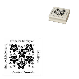 Oosterse bloemenexlibris rubberstempel